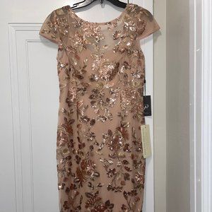 NWT Rose gold sequin cocktail dress by Adrianna Papell. Size 8.